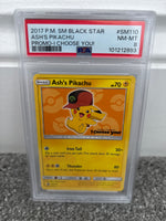 Ash's Pikachu (I Choose You)  Black Star SM110 Pokemon Graded Pokemon Card (PSA 8)