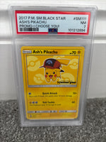 Ash's Pikachu (I Choose You)  Black Star SM111 Pokemon Graded Pokemon Card (PSA 7)