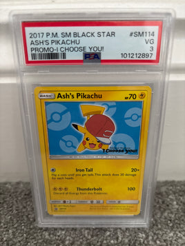 Ash's Pikachu (I Choose You)  Black Star SM114 Pokemon Graded Pokemon Card (PSA 3)